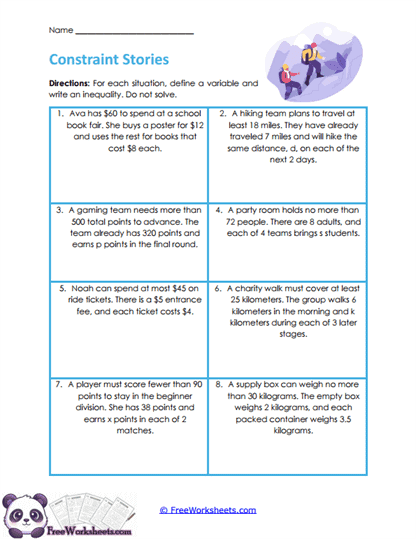 Constraint Models Worksheet