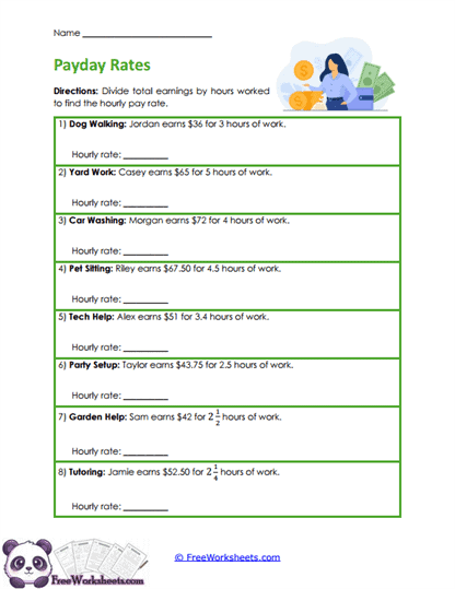 Hourly Earnings Worksheet