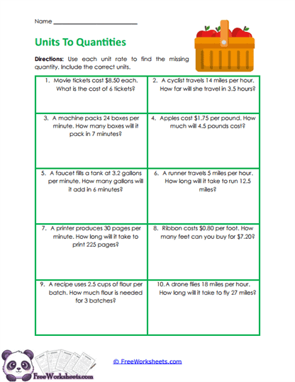 Rate Applications Worksheet