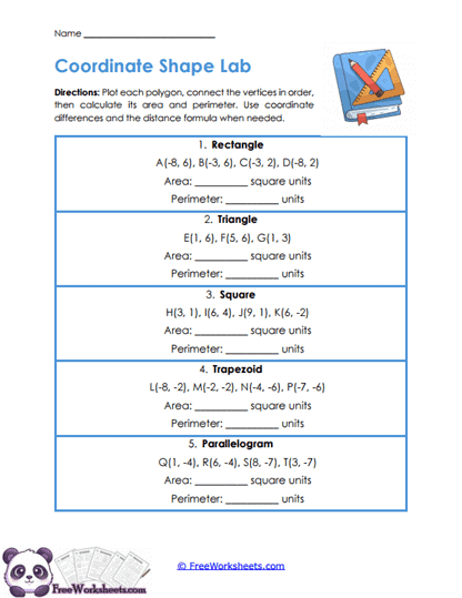 Coordinate Shapes Worksheet