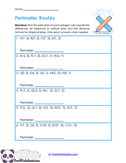 Perimeter Paths Worksheet