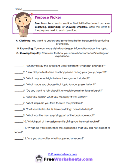 Purpose Picker Worksheet