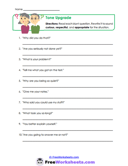 Tone Upgrade Worksheet
