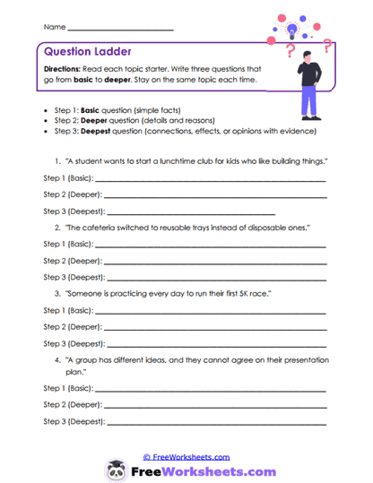 Question Ladder Worksheet