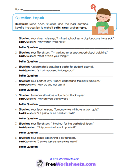 Question Repair Worksheet