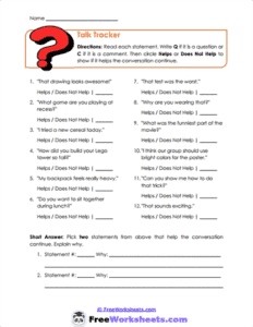 Talk Tracker Worksheet - FreeWorksheets.Com