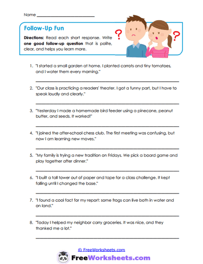 Follow-Up Fun Worksheet