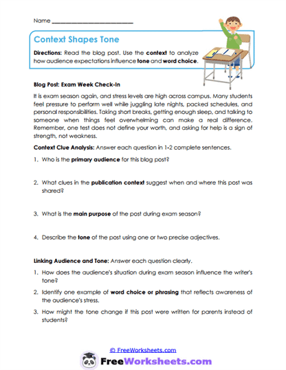 Context Shapes Tone Worksheet