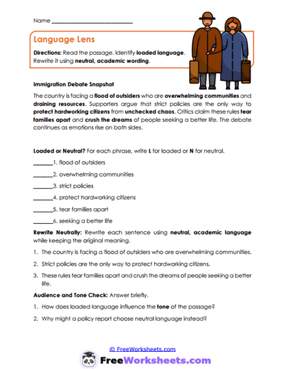 Language Lens Worksheet
