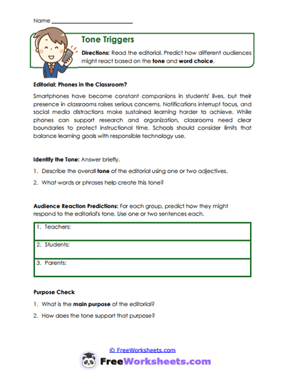 Tone Triggers Worksheet