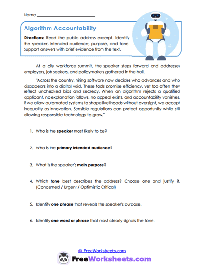 Algorithm Accountability Worksheet