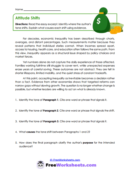 Attitude Shifts Worksheet