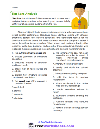 Grade 12 Audience, Purpose, And Tone Worksheet Collection