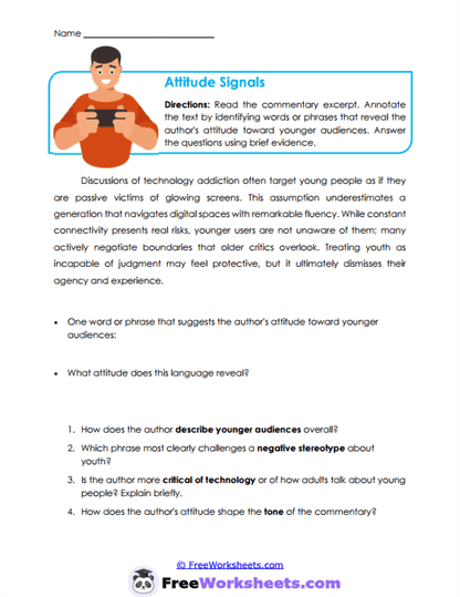 Attitude Signals Worksheet