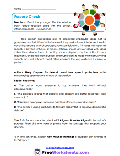 Purpose Check Worksheet
