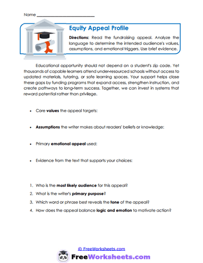 Equity Appeal Profile Worksheet