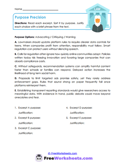 Audience, Purpose, And Tone Worksheet Collection