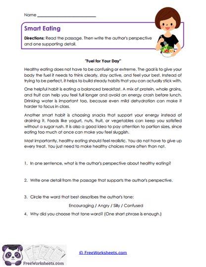 Smart Eating Worksheet