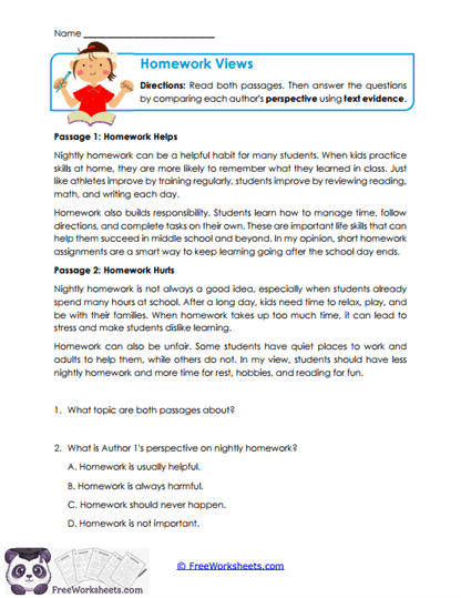 Homework Views Worksheet