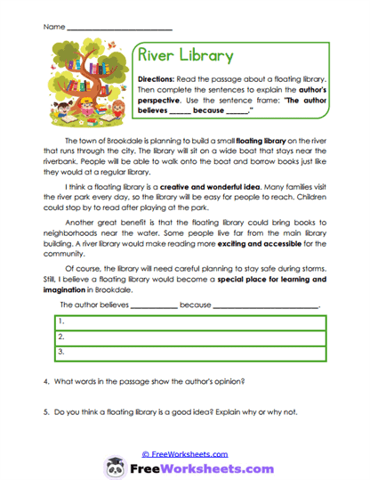 River Library Worksheet