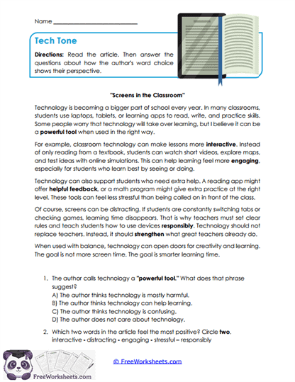 Tech Tone Worksheet