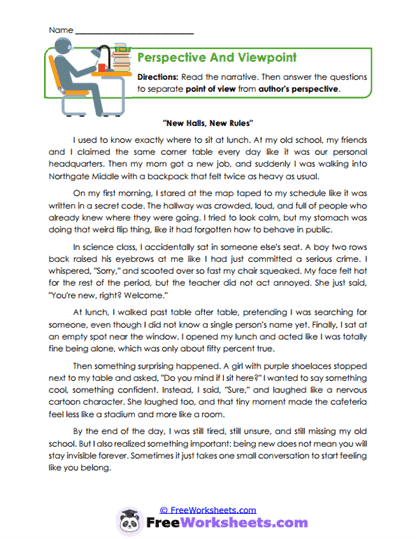 Perspective And Viewpoint Worksheet