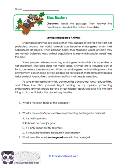 Bias Busters Worksheet