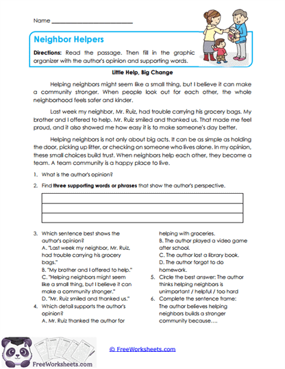 Grade 3 Author's Perspective Worksheets