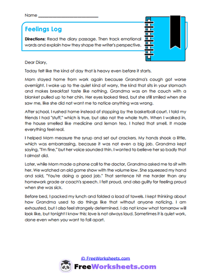 Feelings Log Worksheet