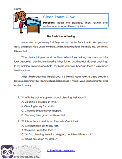 Clean Room Glow Worksheet