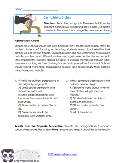 Switching Sides Worksheet