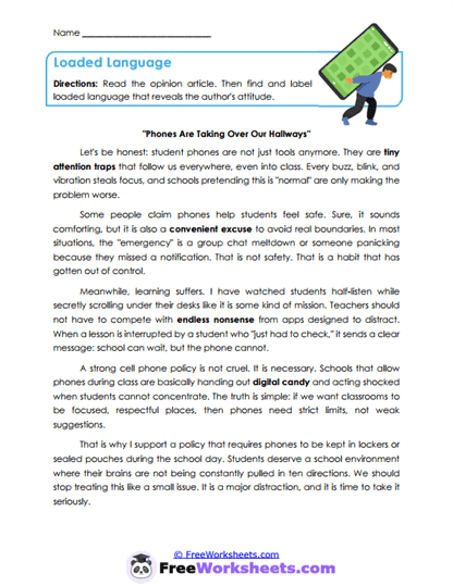 Loaded Language Worksheet