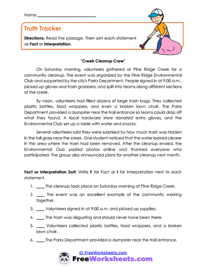 Truth Tracker Worksheet