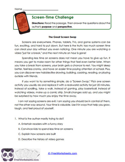 Screen-Time Challenge Worksheet