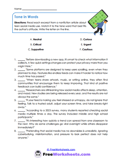 Author's Purpose and Tone Worksheet Collection