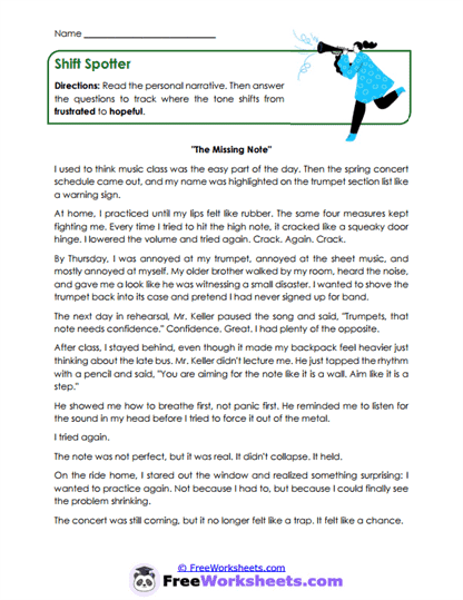 Shift Spotter Worksheet