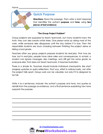 Purpose Shift Worksheet
