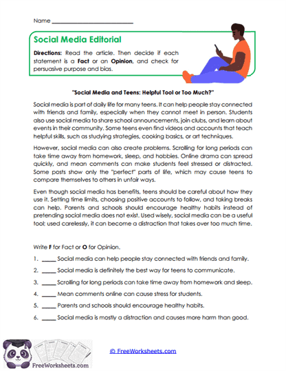 Social Media Editorial Worksheet
