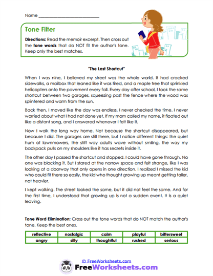 Tone Filter Worksheet