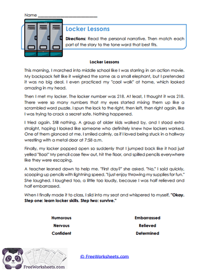 Lockerroom Lessons Worksheet