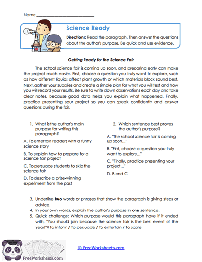 Science Ready Worksheet