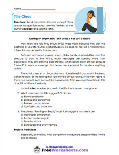 Title Clues Worksheet