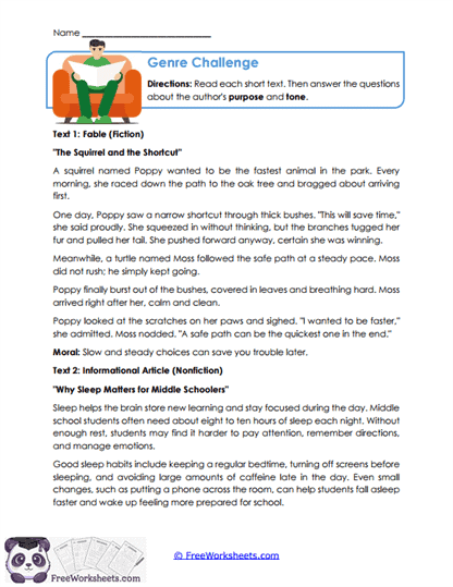 Morning Announcements Worksheet