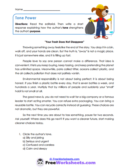Tone Power Worksheet