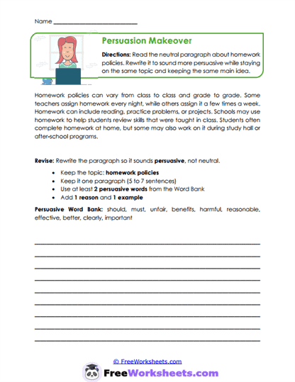 Persuasion Makeover Worksheet