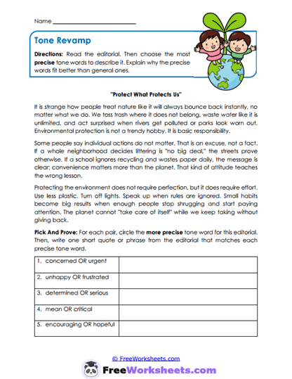 Tone Revamp Worksheet