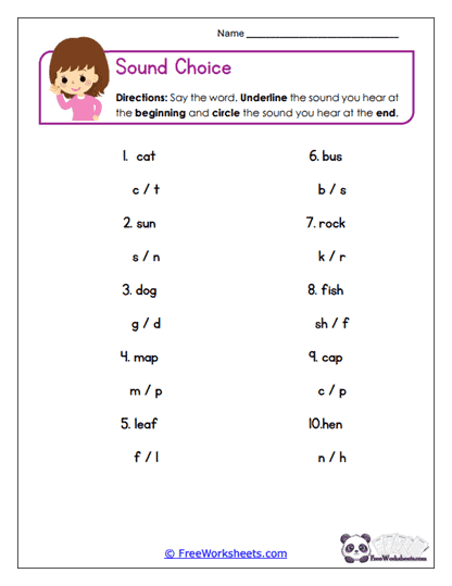 Sound Choice Worksheet