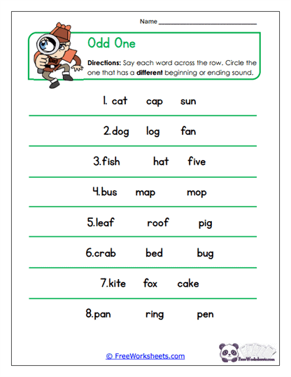 Odd One Worksheet