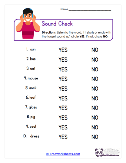 Sound Check Worksheet