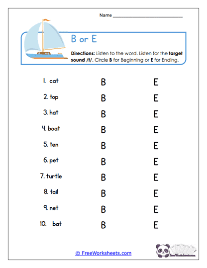 B or E Worksheet